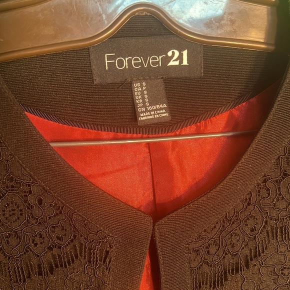 S Women's Black/Red Open Front Office Work Business Casual CropSuit BlazerJacket - Picture 3 of 8